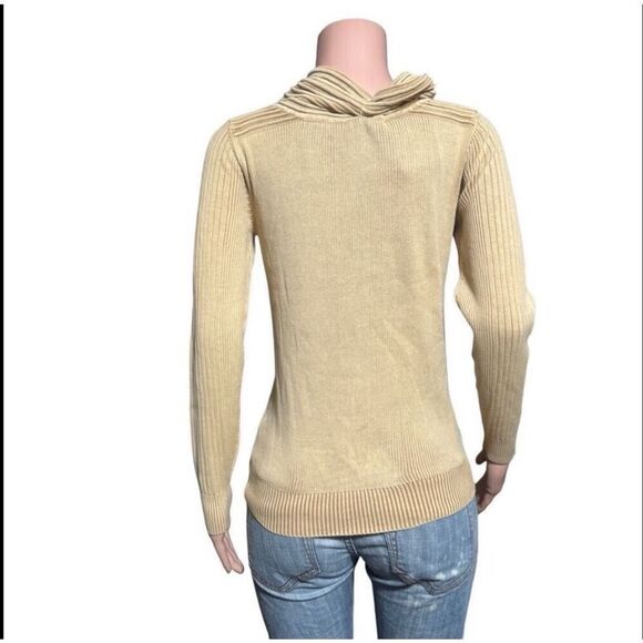 Pulp long sleeve cowl ribbed tan pullover top sweater M - Picture 4 of 7